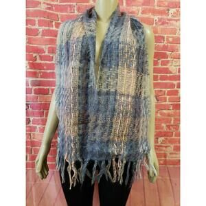 Henry Bendel Scarf Multi-Color Blue Gray And Salmon 12"X60" (B1)